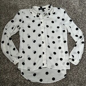 Forever 21 Black and White Polka Dot Button-Down Shirt